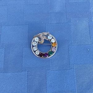 Vintage decorative silver and “crystal” brooch/pin